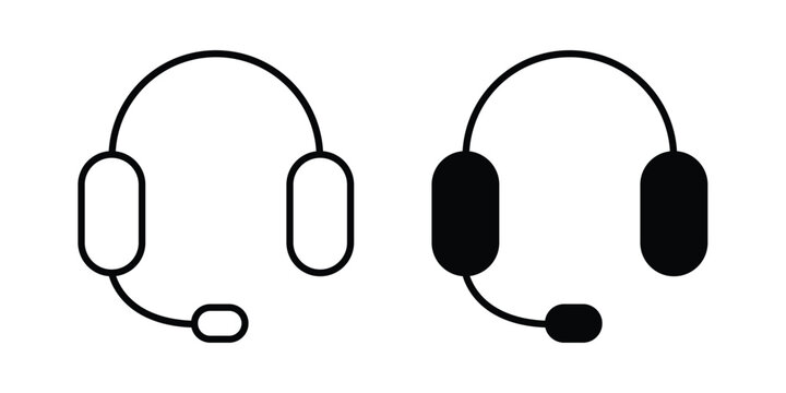 Support headset icon. Linear icon collection. Editable vectors