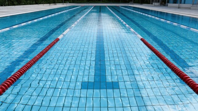 Empty swimming pool lanes for sports training
