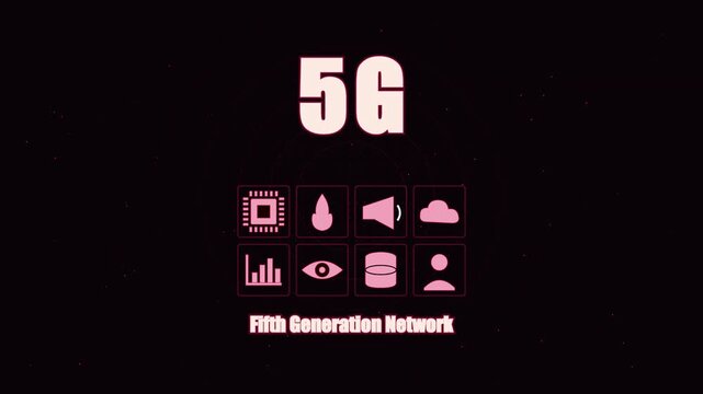 5 g fifth generation network technology concept with digital and data connectivity animation