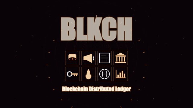 Blockchain distributed ledger technology concept animation with digital and data network cryptocurrency