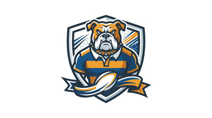 Obraz premium Bulldog mascot logo in rugby jersey shield.
