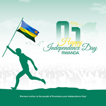Happy Independence Day Rwanda with Flag and People