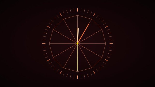 Minimalist digital clock interface with rotating geometric hands and hud time countdown