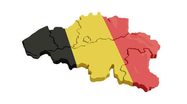 Map of belgium highlighting the regions of flanders wallonia and brussels in different colors