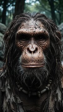 Evolutionary ape change: primate advancement, early human creation, primitive being transformation, species mutation, biological sequence, ancestral origin, natural progression, gradual evolution