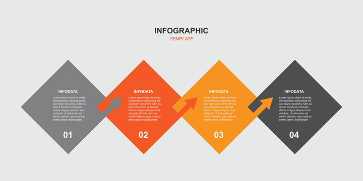 Infographic template with four diamond shaped sections and placeholder text on a gray background