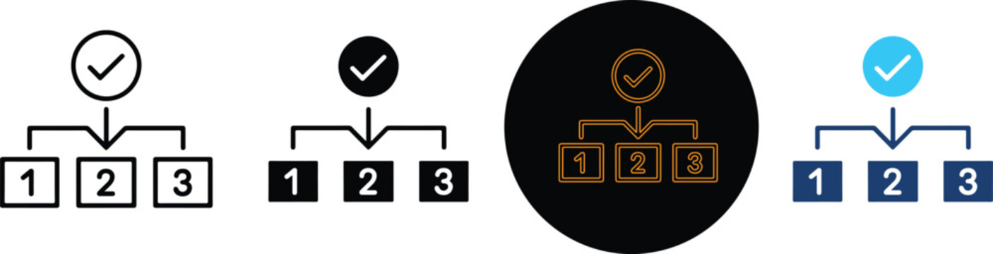 Four Distinct Styles Of Numbered Organizational Flow Charts