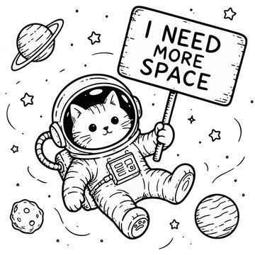 I Need More Space Funny Cat Astronaut
