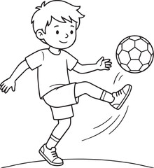 Obraz premium Boy kicking soccer ball cartoon style