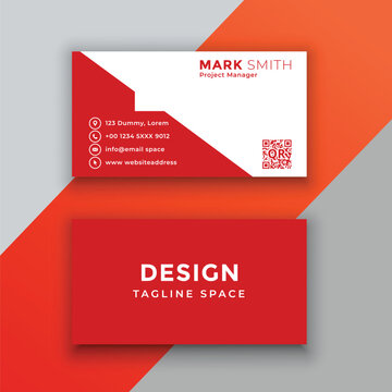 Business card design template with red and white color scheme
