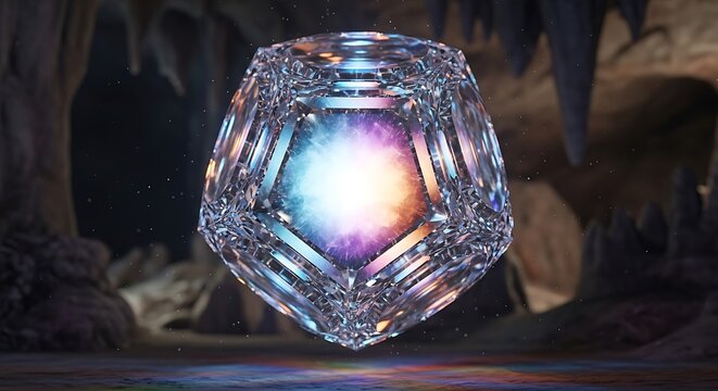 Close-up of a glowing crystal ball on dark surface.