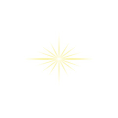 Obraz premium a stylized, glowing, light yellow starburst or lens flare effect, featuring a bright center with thin, radiating beams of light set against a white background.