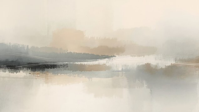 Abstract atmospheric watercolor landscape with neutral earth tones watercolor abstract landscape painting