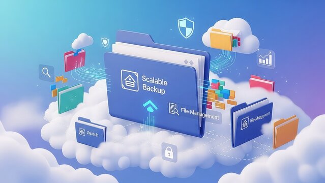 Cloud storage concept with scalable backup