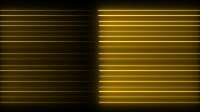 Abstract background with glowing yellow neon lines in a horizontal pattern