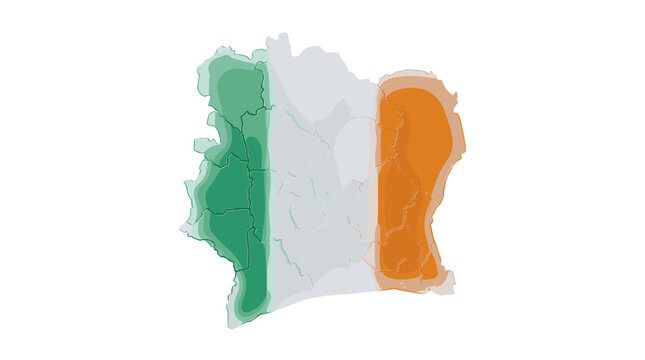 Illustration of the irish flag with green white and orange vertical stripes on a textured background
