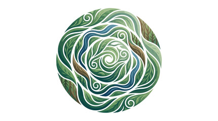 Fototapeta premium Nature Memory Rings featuring an abstract artistic circular design with flowing organic foliage patterns representing the eternal beauty of earth cycles