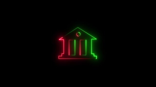 Neon Glowing Insight home icon isolated on black background. HD Video motion graphic animation