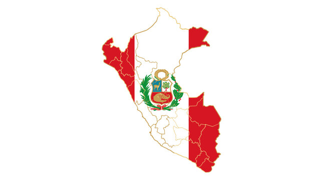 Map of peru highlighting regions with a focus on geographic and political divisions