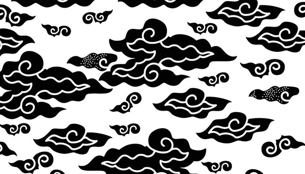Seamless batik cloud pattern traditional indonesian design