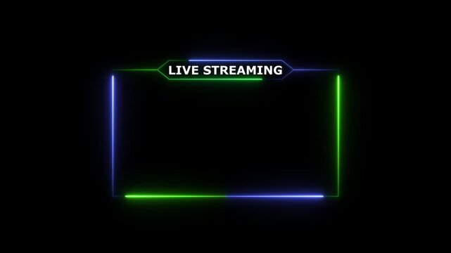 live streaming neon text frame animation box frame neon frame animation,glowing neon text frame animation box frame neon frame overlay animation video 4k footage,live streaming neon text