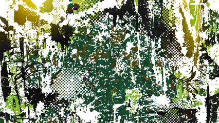 Green and yellow camouflage abstract paint splatter texture background vector illustration. © Logo Solution