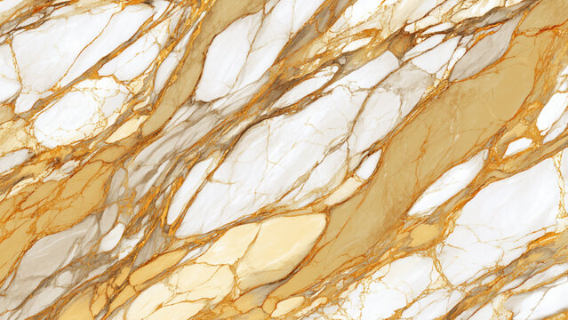 Marble texture with golden brown and white veins on surface natural stone pattern