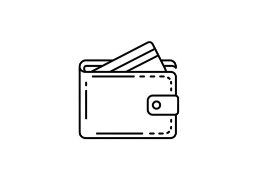 Empty wallet with card and cash illustration