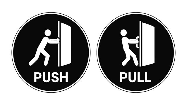 Door signs with push and pull directions for easy access