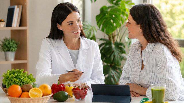 Nutritionist Advising Client On Healthy Food