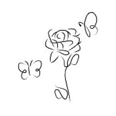 Fototapeta premium Rose and butterfly line art