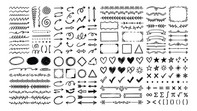 Hand drawn graphic design elements