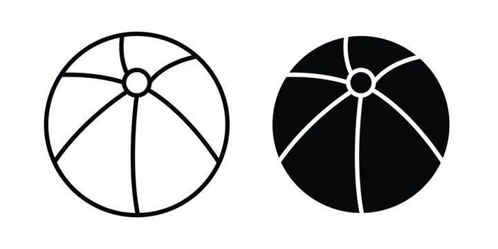 Beach ball icon silhouette and outline pack