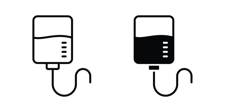 Chemotherapy icon silhouette and outline pack