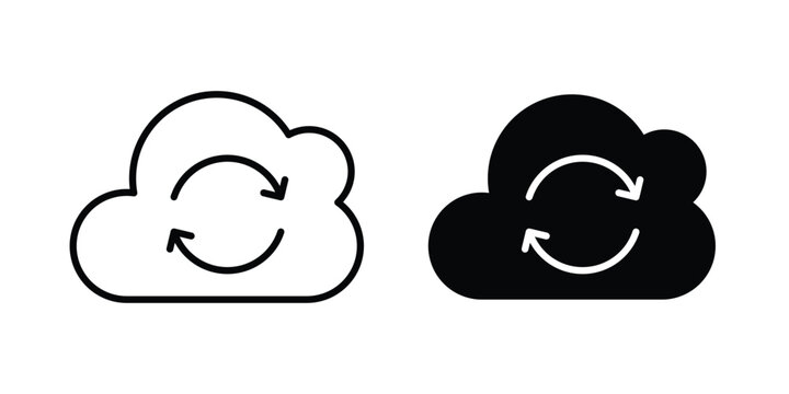 Cloud sync icon silhouette and outline pack