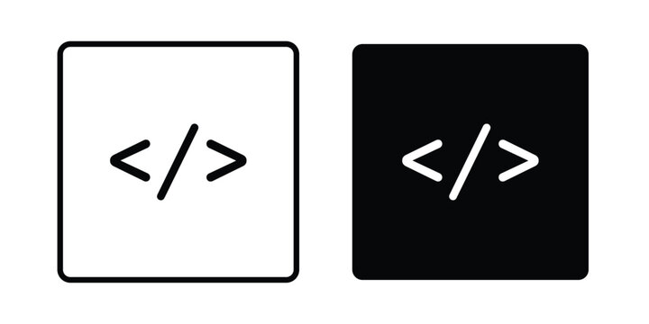 Code icon silhouette and outline pack
