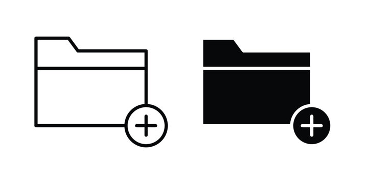 Create folder icon silhouette and outline pack