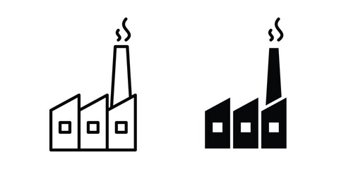 Fototapeta premium Factory icon silhouette and outline pack
