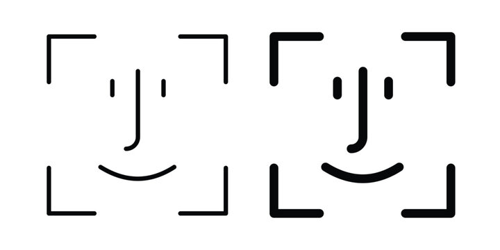 Face id icon silhouette and outline pack