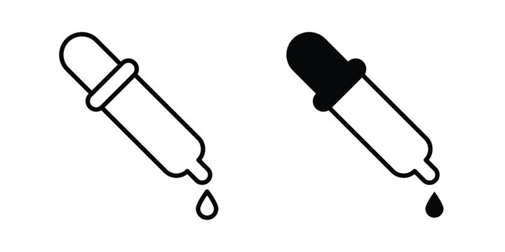 Eye dropper icon silhouette and outline pack