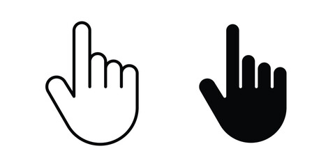 Fototapeta premium Hand pointer icon silhouette and outline pack