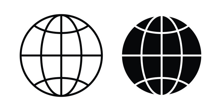 Globe icon silhouette and outline pack