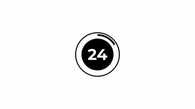Thirty seconds countdown timer animation on transparent background, countdown timer animation from 30 to 0 second with an alpha channel, 4k circular stopwatch timer video of thirty seconds. 