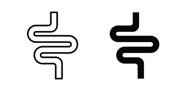 Intestine icon silhouette and outline pack