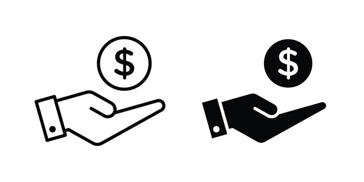 Investment icon silhouette and outline pack