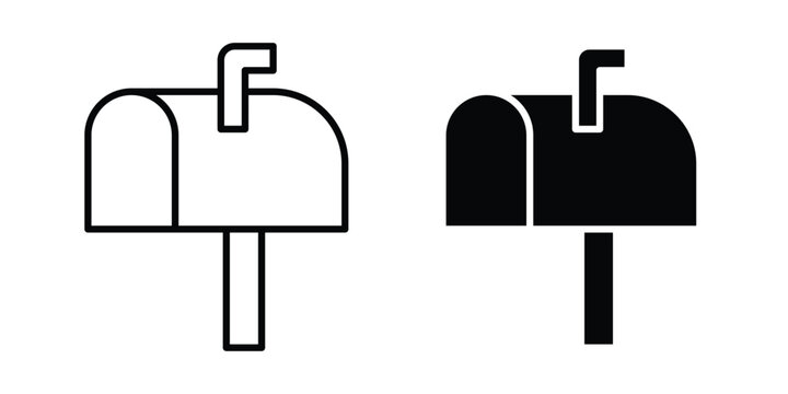 Mailbox icon silhouette and outline pack
