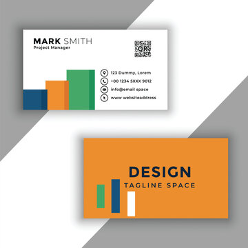 business card template with colorful bar graph design