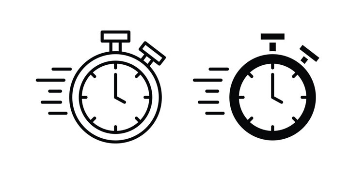 Quick Time icon silhouette and outline pack