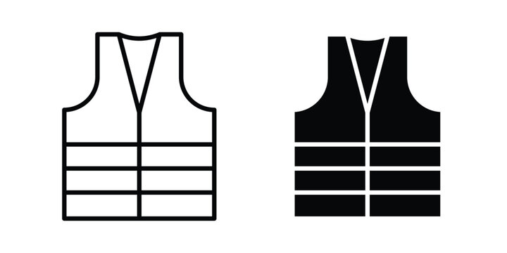 Reflective vest icon silhouette and outline pack