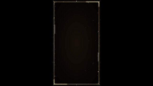 Gold frame overlay with floating particles for luxury wedding and event invitations